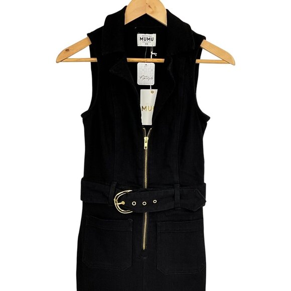 NWT Show Me Your Mumu Jacksonville Jumpsuit Black Denim Size XS Sleeveless - Picture 2 of 11